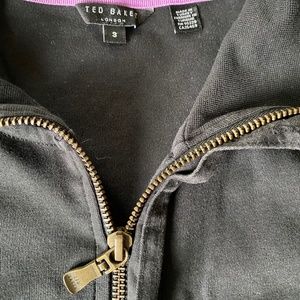 TED BAKER Mens zip up sweater distressed black with pockets size 3